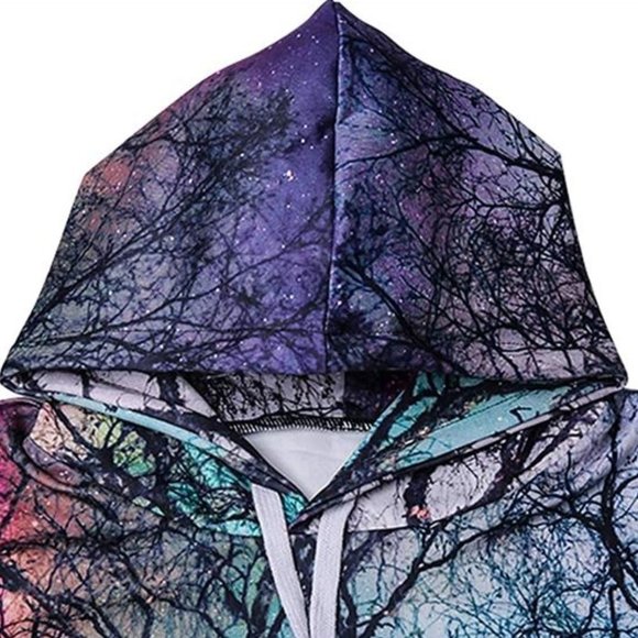 3D Novelty Hoodie Graphic Print Colorful Tree Pullover Sweatshirt - Picture 4 of 6